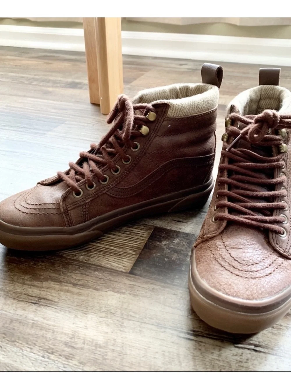 Vans Brown High-Top Leather Skate Sneakers
